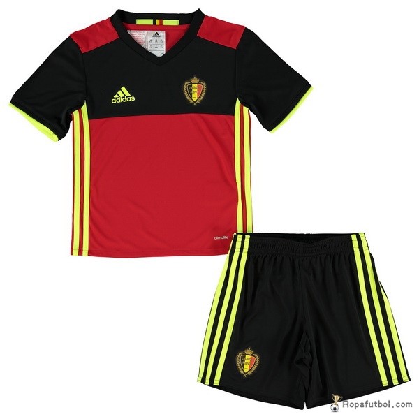 Camiseta Bélgica Replica Primera Ropa Niños 2016 Negro Rojo